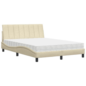 Cama con colchón tela color crema 140x200 cm H