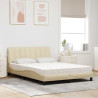 Cama com colchão 140x200 cm tecido cor creme 3