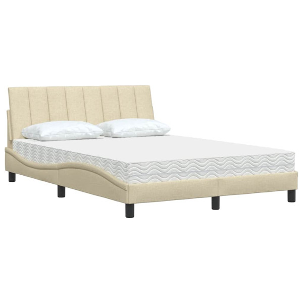 Cama com colchão 140x200 cm tecido cor creme M 4