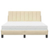 Cama com colchão 140x200 cm tecido cor creme 5