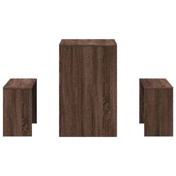 3 pcs conj. mesa jantar/banco deriv. madeira carvalho castanho M 5