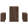 Mesa y bancos de comedor 3 pzas madera ingeniería roble marrón 5