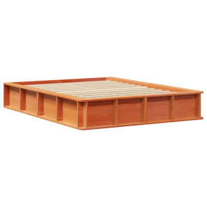 Estructura de cama Marrón cera 140 x 190 cm Madera maciza H