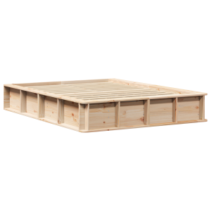 Estructura de cama Marrón 135 x 190 cm Madera maciza de pino H