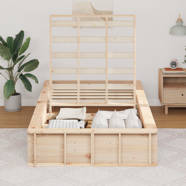 Estructura de cama Marrón 90 x 200 cm Madera maciza de pino M 4