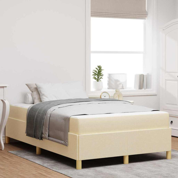 Cama tipo Box Spring Otro Crema y Blanco 120 x 200 cm tela D