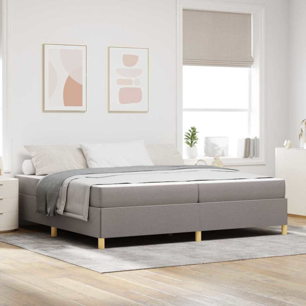 Cama tipo Box Spring Otro Taupe y Blanco 200 x 200 cm tela D