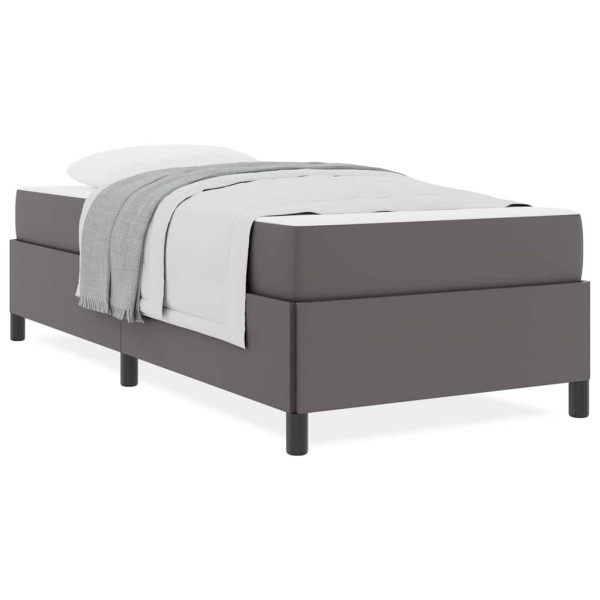 Estructura de cama con colchón Gris 90 x 190 cm Cuero sintético M 4