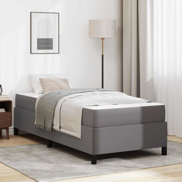 Estructura de cama con colchón Gris 90 x 200 cm Cuero sintético D