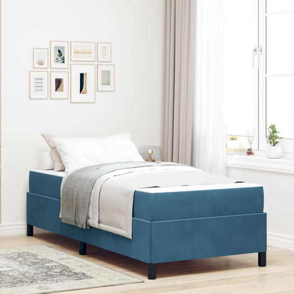 Estructura de cama Azul oscuro y blanco 90 x 190 cm Terciopelo D