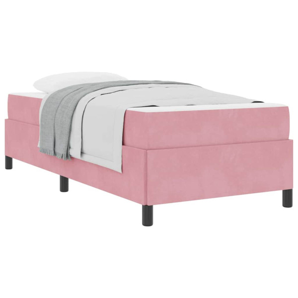 Estructura de cama Otro Rosa y blanco 90 x 190 cm Terciopelo M 3