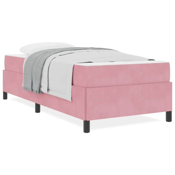 Estructura de cama Otro Rosa y blanco 90 x 190 cm Terciopelo M 4