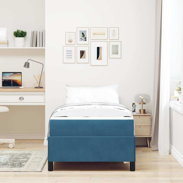 Estrutura da Cama Azul Escuro e Branco 90 x 200 cm Veludo M 5