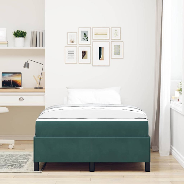 Estrutura da Cama Verde Escuro e Branco 120 x 190 cm Veludo M 5