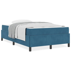 Estructura de cama Azul oscuro y blanco 120 x 200 cm Terciopelo H