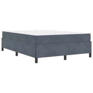 Estructura de cama Blanco y Gris claro 140 x 190 cm Terciopelo H
