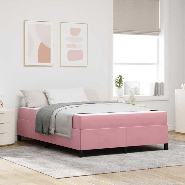 Estructura de cama Otro Rosa y blanco 140 x 190 cm Terciopelo D