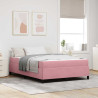 Estrutura da Cama Outros Rosa e branco 140 x 190 cm Veludo 1