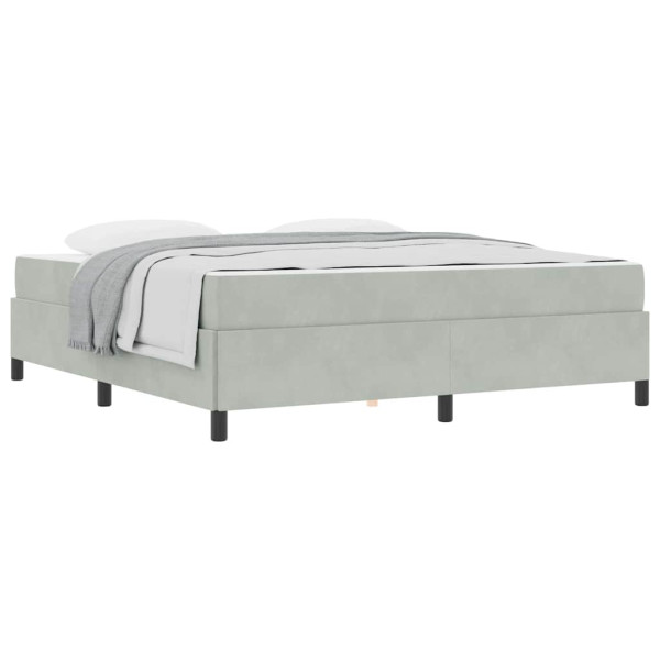 Estrutura da Cama Branco e Cinza Claro 180 x 200 cm Veludo M 3