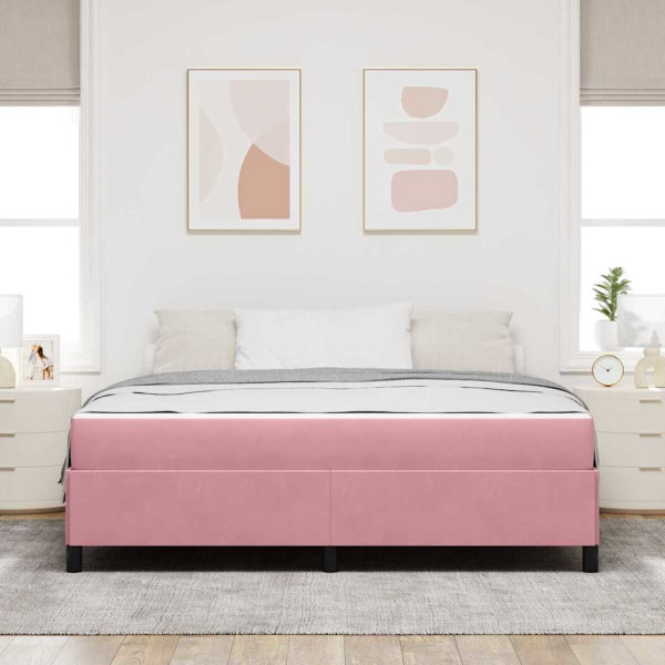 Estrutura da Cama Outros Rosa e branco 180 x 200 cm Veludo M 5