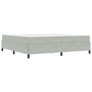 Estructura de cama Blanco y Gris claro 200 x 200 cm Terciopelo H