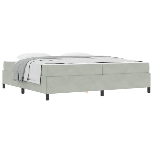Estrutura da Cama Branco e Cinza Claro 200 x 200 cm Veludo M 3