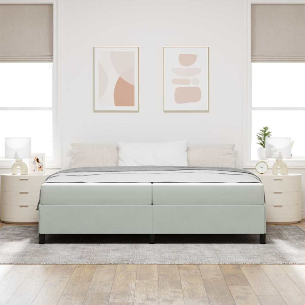 Estructura de cama Blanco y Gris claro 200 x 200 cm Terciopelo M 5
