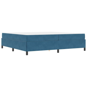 Estructura de cama Azul oscuro y blanco 200 x 200 cm Terciopelo H