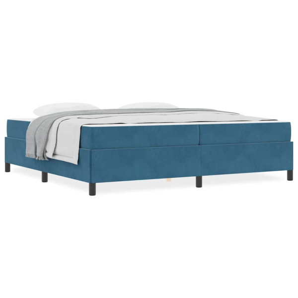 Estructura de cama Azul oscuro y blanco 200 x 200 cm Terciopelo M 4