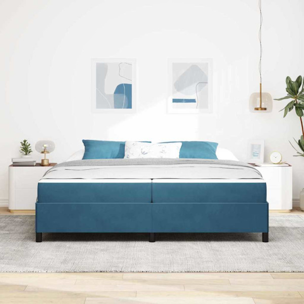 Estrutura da Cama Azul Escuro e Branco 200 x 200 cm Veludo M 5