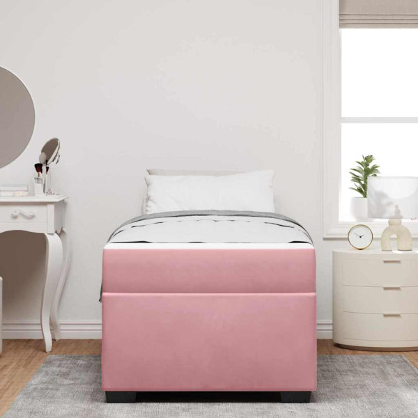 Estrutura de cama com colchão Outros Rosa 90 x 190 cm Veludo M 5