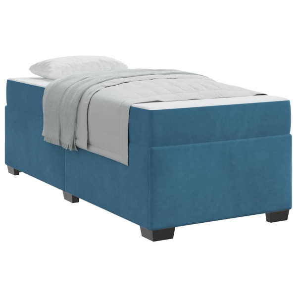 Estrutura de cama com colchão Azul escuro 90 x 200 cm Veludo M 3