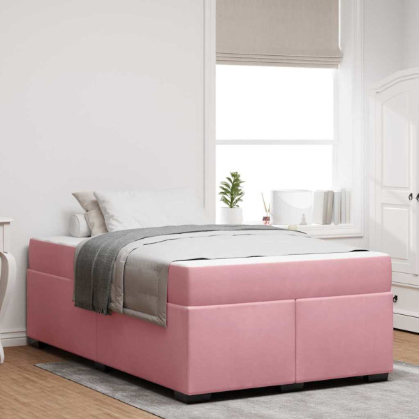 Estructura de cama con colchón Rosa 120 x 190 cm Terciopelo D