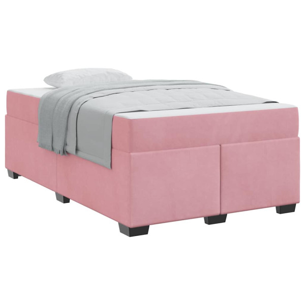 Estrutura de cama com colchão Outros Rosa 120 x 190 cm Veludo M 3
