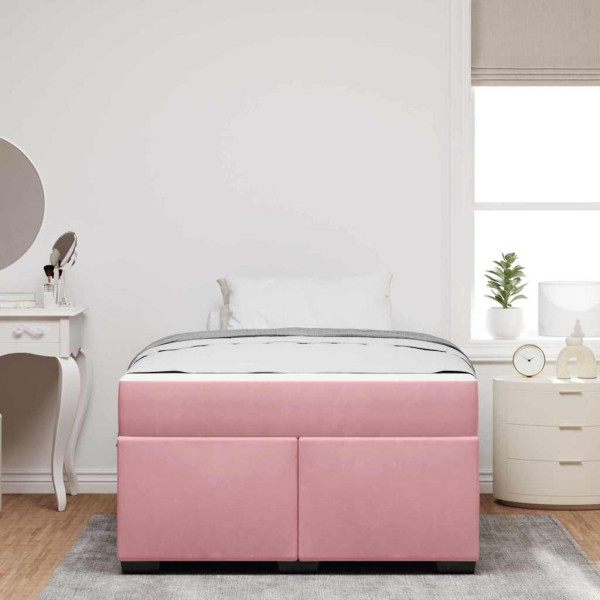 Estructura de cama con colchón Rosa 120 x 190 cm Terciopelo M 5