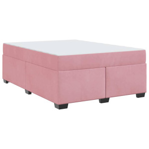 Estructura de cama con colchón Rosa 160 x 200 cm Terciopelo H