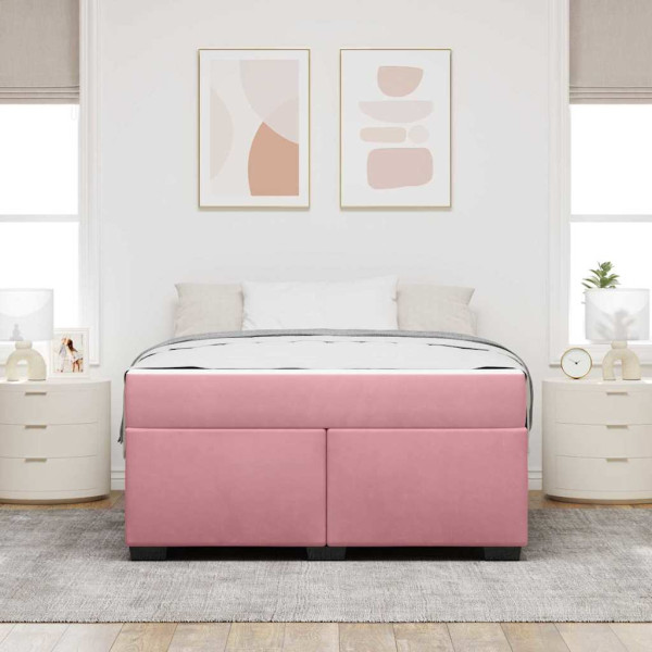 Estructura de cama con colchón Rosa 160 x 200 cm Terciopelo M 5