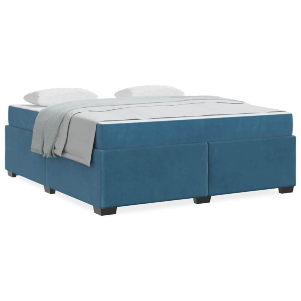 Estrutura de cama com colchão Azul escuro 180 x 200 cm Veludo M 4