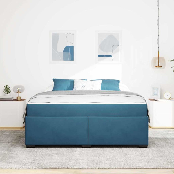 Estrutura de cama com colchão Azul escuro 180 x 200 cm Veludo M 5