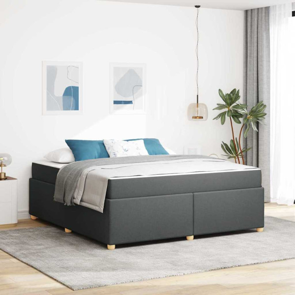 Estructura de cama con colchón Gris oscuro 180 x 200 cm tela D