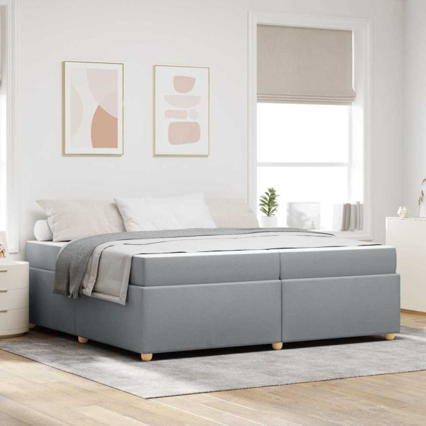 Estructura de cama con colchón Gris claro 200 x 200 cm tela D