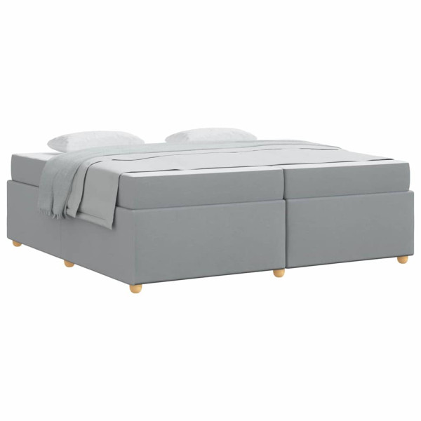 Estructura de cama con colchón Gris claro 200 x 200 cm tela M 3