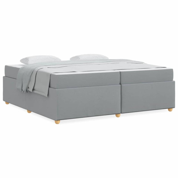 Estructura de cama con colchón Gris claro 200 x 200 cm tela M 4