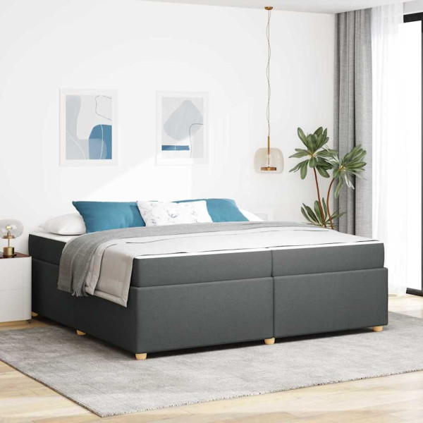 Estructura de cama con colchón Gris oscuro 200 x 200 cm tela D