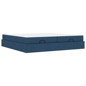 Estructura de cama Otro con almacenamiento Azul 200 x 200 cm tela H
