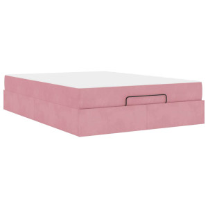 Estructura de cama Otro Rosa 140 x 200 cm Terciopelo H