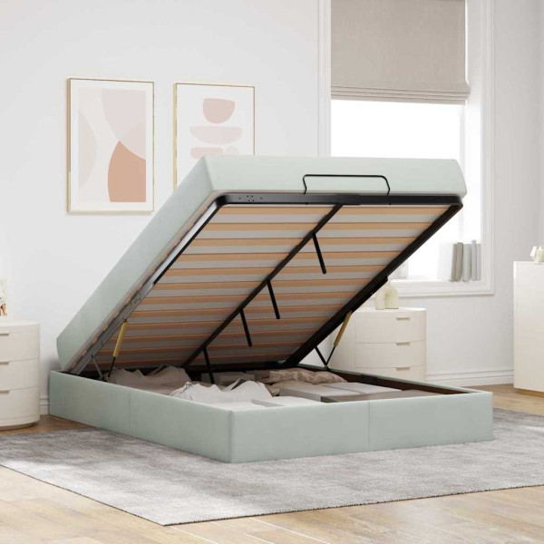 Estrutura da Cama Outros Cinzento-claro 160 x 200 cm Veludo M 5