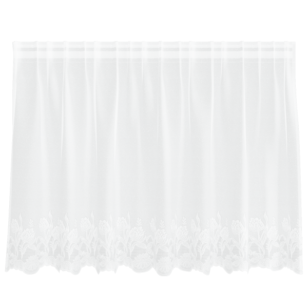 Cortina de Encaje con cortinas Floral Blanco 200 x 80 cm Poliéster M 2