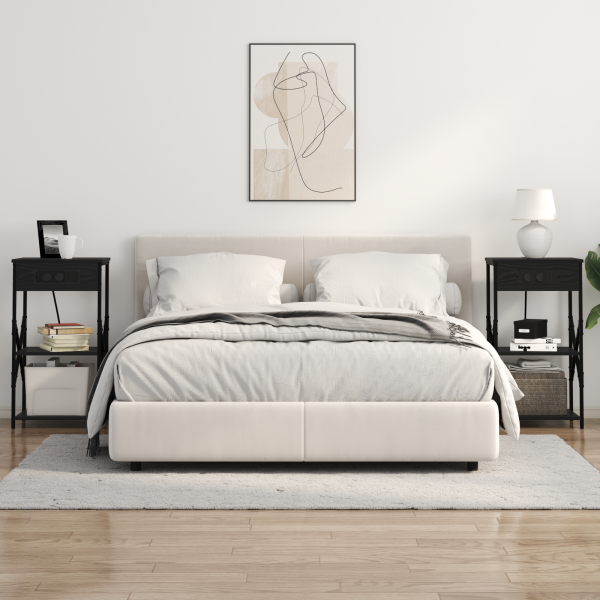 Armario de Noche con estante con almacenamiento Roble negro 41 x 31 x 76 cm M 4