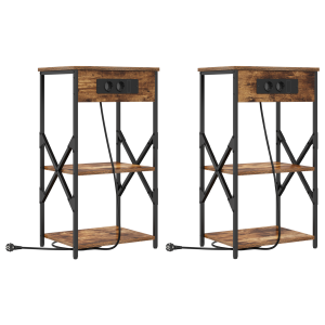 Cajoneras de Noche 2 pcs Roble ahumado 41 x 31 x 76 cm H